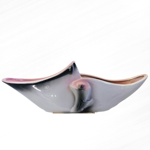 Hull Other - VINTAGE HULL 71 PARCHMENT GREY AND PINK CONSOLE PLANTER CENTERPIECE BOWL 12.5"